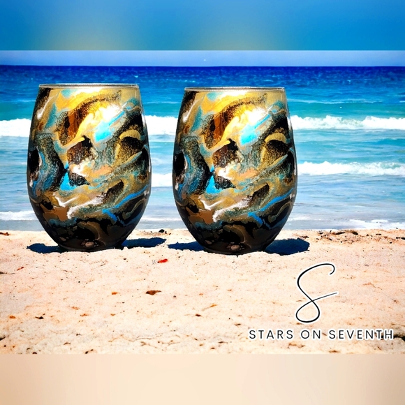 Hand Crafted Other - (2)Copper Beauty/15oz Stemless Wine Set